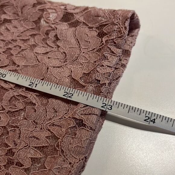 PINK stretchy long sleeve mock turtleneck lacy sheer blouse/top size medium - Picture 11 of 11